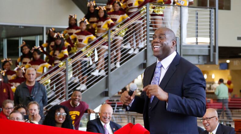 Earvin Magic Johnson was in attendance at Central State University in October 2015 to celebrate the opening of the new CSU Student Center. TY GREENLEES / STAFF