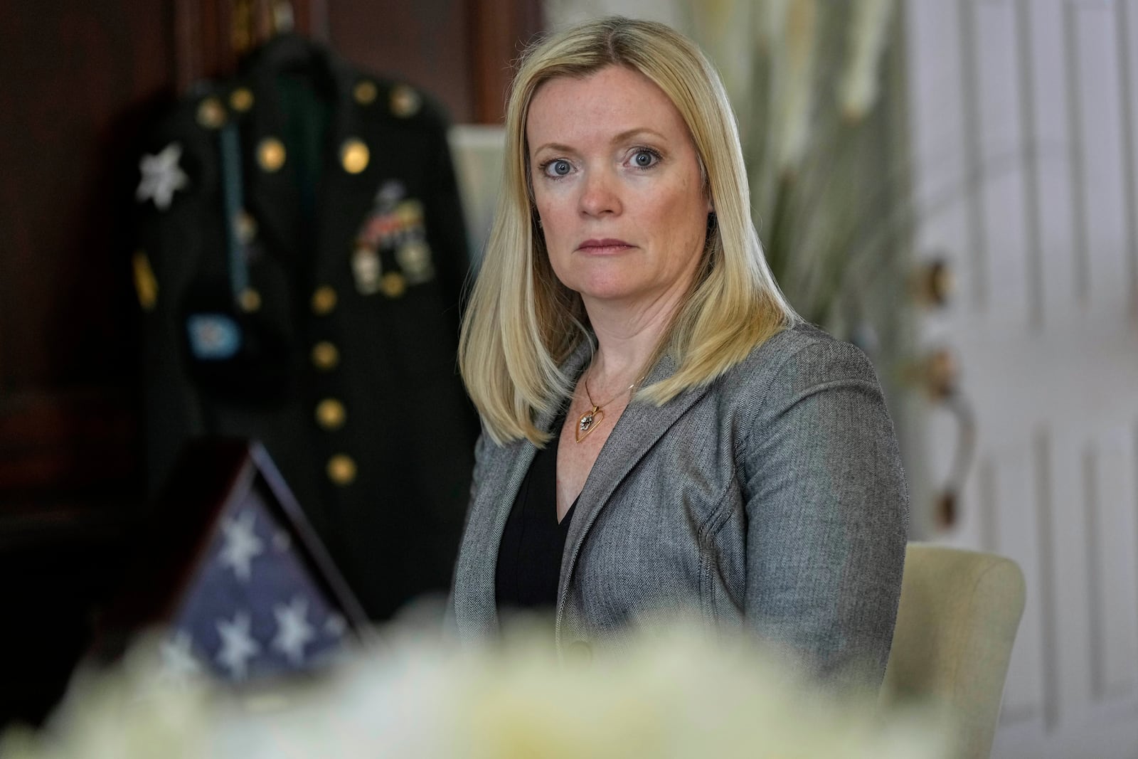 Stacey Wales, sister of the late Christopher Pelkey, is shown at her mother's home, Wednesday, May 7, 2025, in Chandler, Ariz. (AP Photo/Matt York)