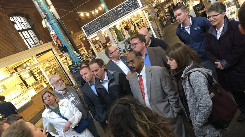 Chamber of Greater Springfield Vice-President of Economic Development Horton Hobbs and Global Impact Stem Academy Director Josh Jennings, back row, are shown taking a tour about food manufacturing in Germany.