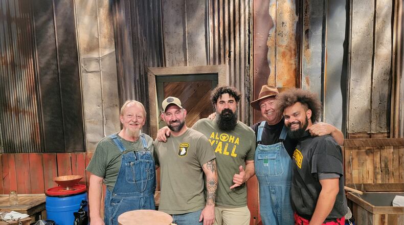 Springfield resident Matt Brown competed on season four of Discovery’s “Moonshiners: Master Distiller” and went head-to-head with fellow combat veterans. Pictured left to right: Eric "Digger" Manes, Matt Brown, Justin Rivera, Mark Ramsey and Joe Jackson. CONTRIBUTED PHOTO)
