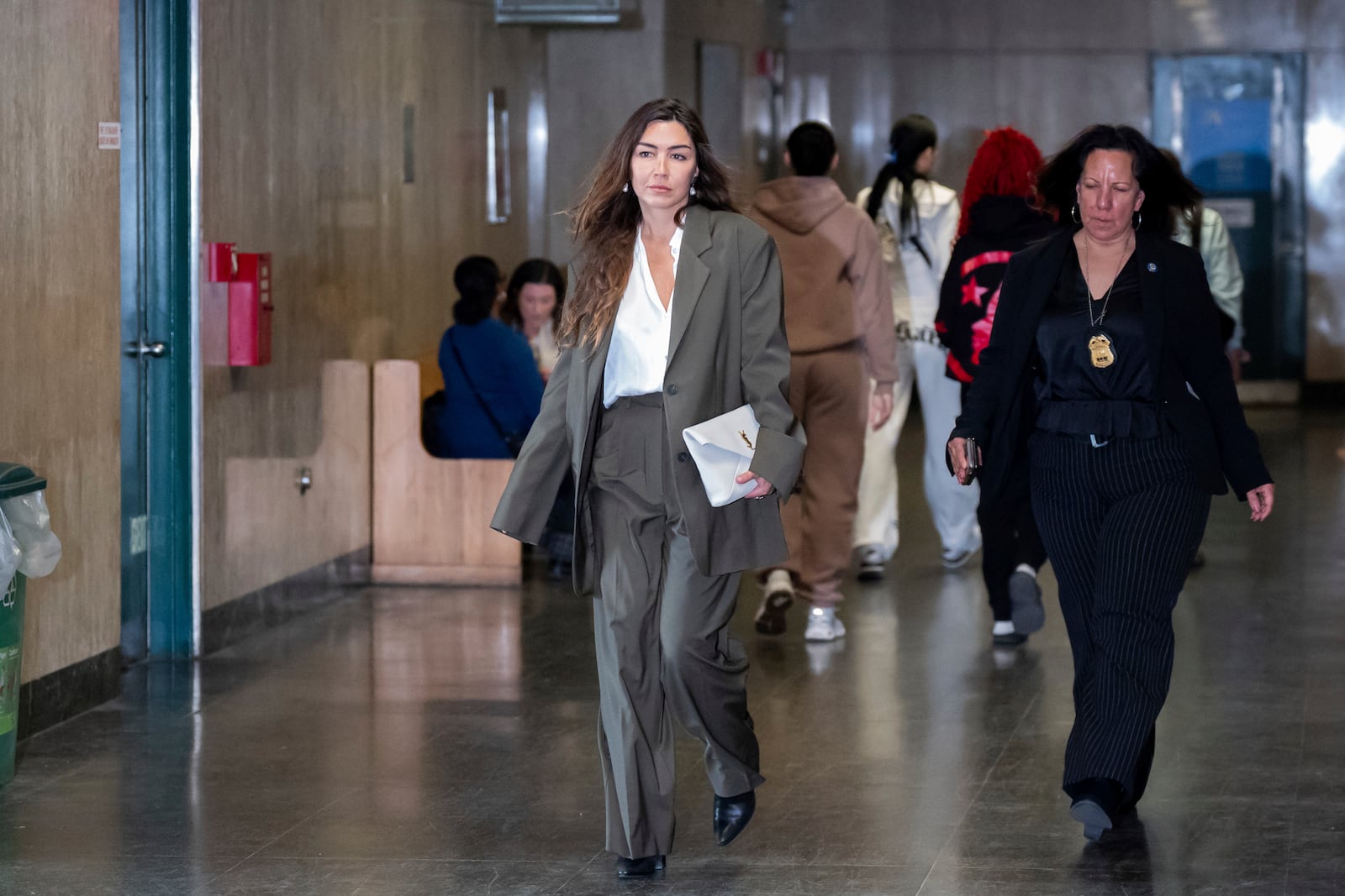 Miriam Haley, an accuser testifying at Harvey Weinstein's rape trial, walks to the courtroom, Thursday, May 1, 2025 in New York. (AP Photo/Adam Gray)