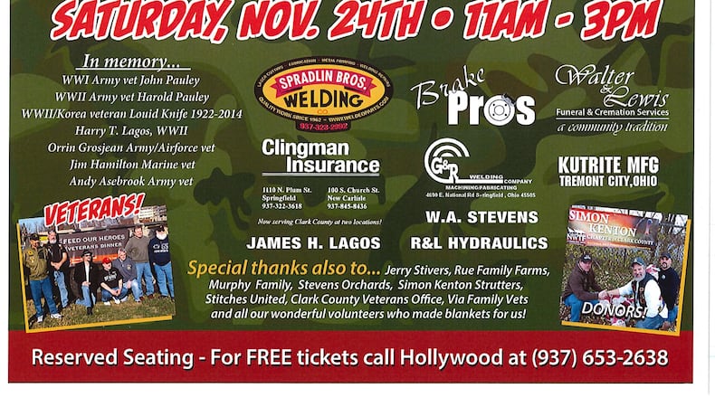 The Feed our Heroes #8 Veterans Thanksgiving Dinner poster. CONTRIBUTED