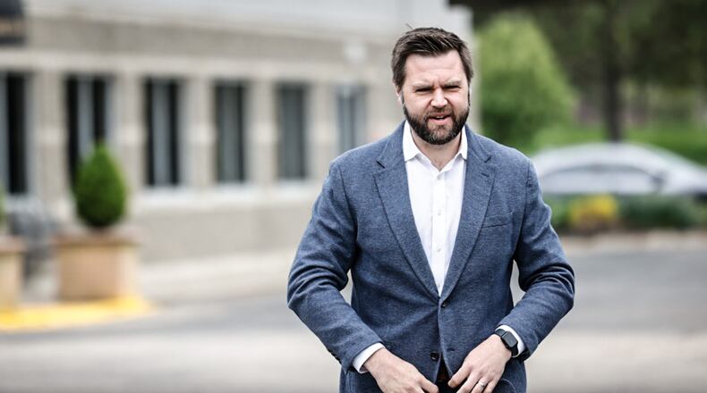 Ohio Sen. JD Vance has proposed the "Freedom to Breathe" Act aimed at prohibiting federal officials, including the President, from issuing mask mandates for domestic air travel, public transit systems, or primary, secondary, and post-secondary schools. Vance is seen here at the Hope Hotel in Dayton earlier in 2023. JIM NOELKER/STAFF