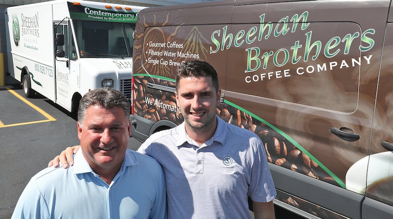 A file photo taken in 2018 featuring owner Dan Sheehan, left, and his son, Patrick, at a time when Sheehan Brothers Vending was looking to expand. BILL LACKEY/STAFF