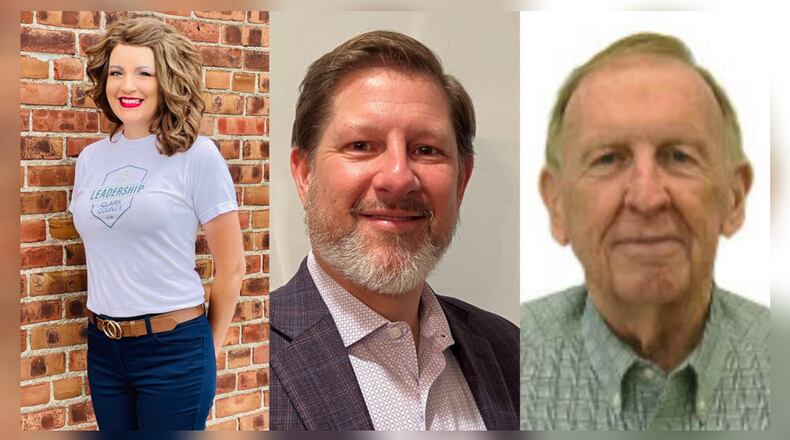 Executive Director Leigh Anne Lawrence (left) will accept the Outstanding Nonprofit Organization on behalf of Leadership Clark County, General Manager Kevin Kolenda (middle) will accept the Outstanding Philanthropic Business on behalf of Gordon Food Service and Tom Loftis (right) will accept the Outstanding Individual Fundraiser as the award winners to be recognized at the Greater Springfield Association of Fundraising Professionals' National Philanthropy Day event on Wednesday, Nov. 8.