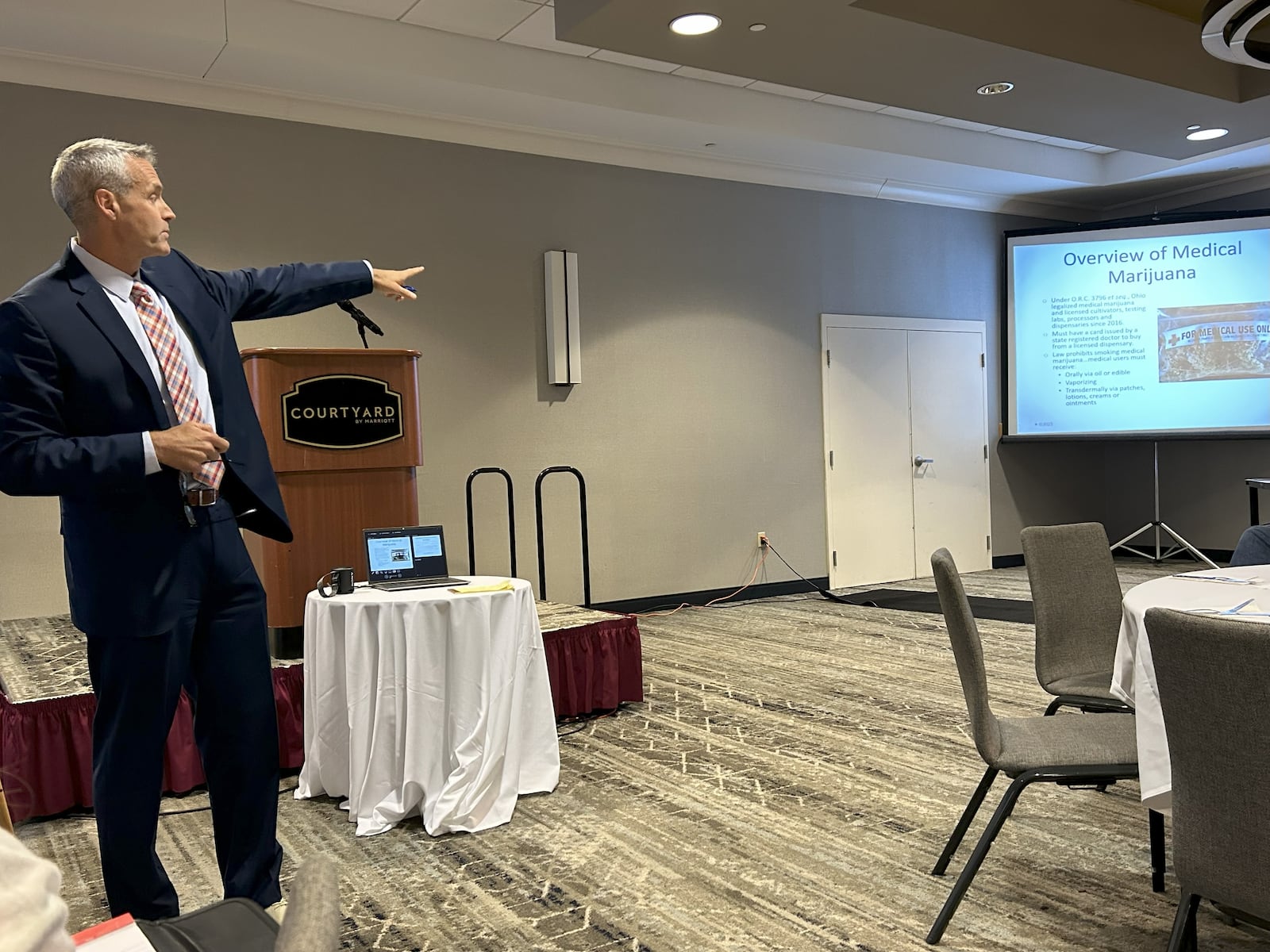 Attorney Randall Comer of Martin, Browne, Hull & Harper, spoke about marijuana in the workplace at the Sept. 9 Springfield Safety Council meeting. Brooke Spurlock/Staff