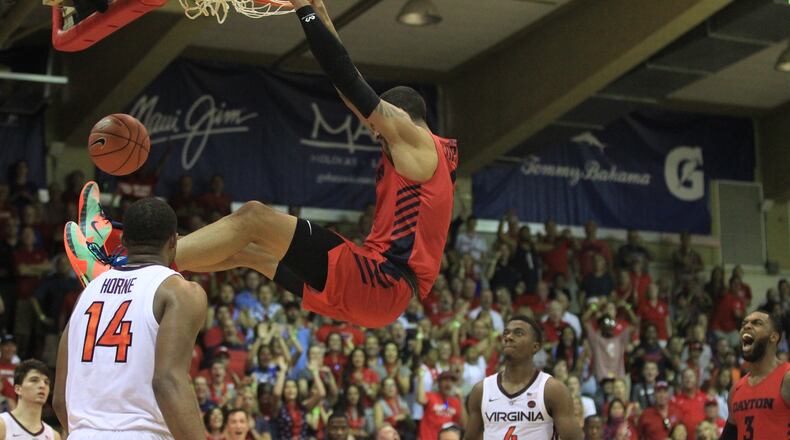 Obi Toppin dunks against Virginia Tech in the second half on Tuesday, Nov. 26, 2019, in the semifinals of the Maui Invitational at the Lahaina Civic Center.