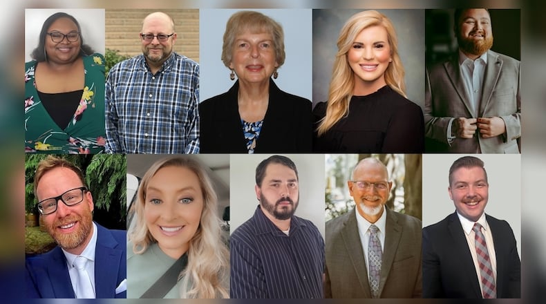 The 2024 Springfield-Clark Career Technology Center’s (CTC) Hall of Fame inductees are (from top to bottom, left to right) Kristen Clark, Doug Fields, Barbara Marshall, Jamie McKinnon, Chris Powell, Ryan Ray, Heather Reisinger, Devvan Sharp, Stephen Walters and Jacob Woosley.