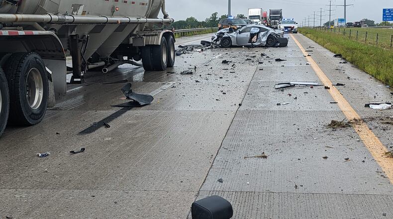 A Fairfield man was killed and 21 others injured in a nine-vehicle crash over Labor Day weekend on Interstate 75 near Lima. Courtesy Lima Fire Department/Facebook
