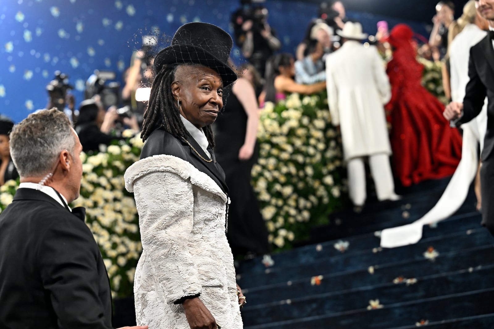 Whoopi Goldberg attends The Metropolitan Museum of Art's Costume Institute benefit gala celebrating the opening of the "Superfine: Tailoring Black Style" exhibition on Monday, May 5, 2025, in New York. (Photo by Evan Agostini/Invision/AP)