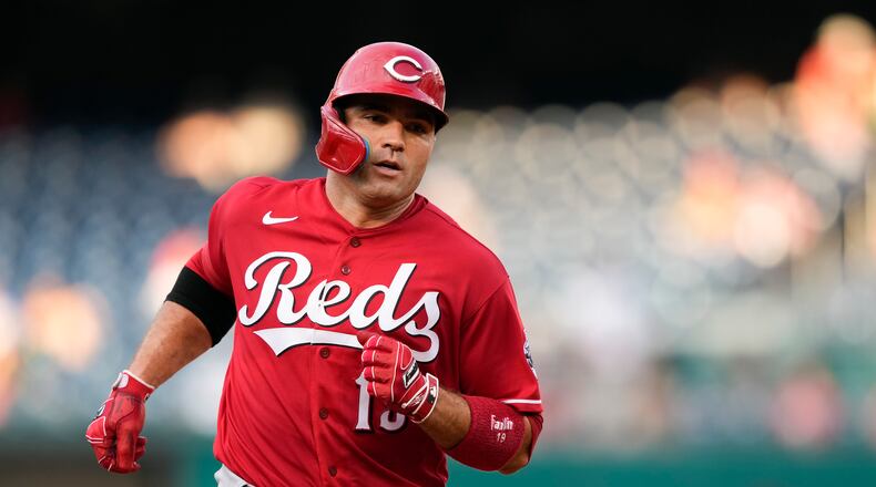 Cincinnati Reds' Joey Votto rounds the bases after hitting a solo home run in the second inning of a baseball game against the Washington Nationals, Wednesday, July 5, 2023, in Washington. (AP Photo/Patrick Semansky)