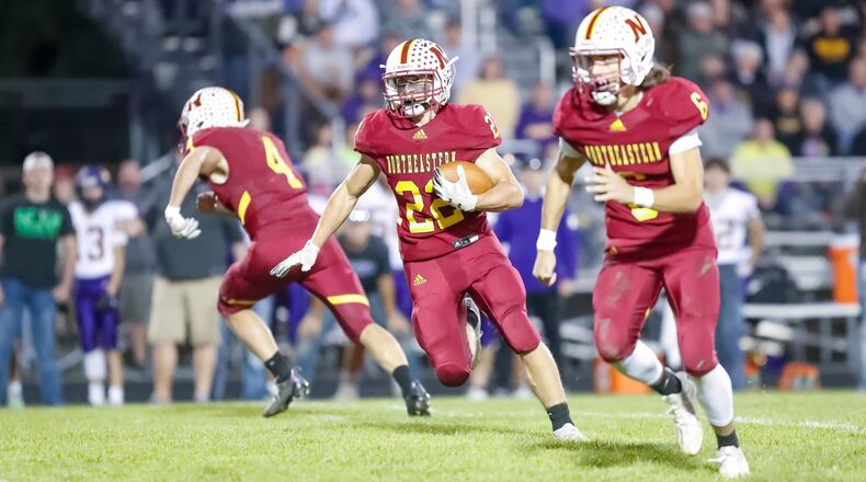 Northeastern High School junior Garrett Chadwell runs the ball during their game against Mechanicsburg last season. Michael Cooper/CONTRIBUTED