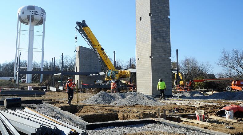 Construction continues at Central State University in November 2023 for a farm storage facility and a research building for farming practices. MARSHALL GORBY\STAFF