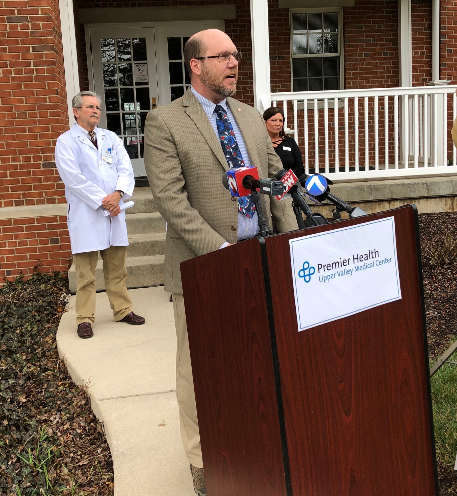 Miami County Health Commissioner Dennis Propes speaks during a news conference on Friday, March 20, 2020, about residents, staff and visitors at the Koester Pavilion skilled nursing facility who have symptoms of COVID-19. LYNN HULSEY / STAFF