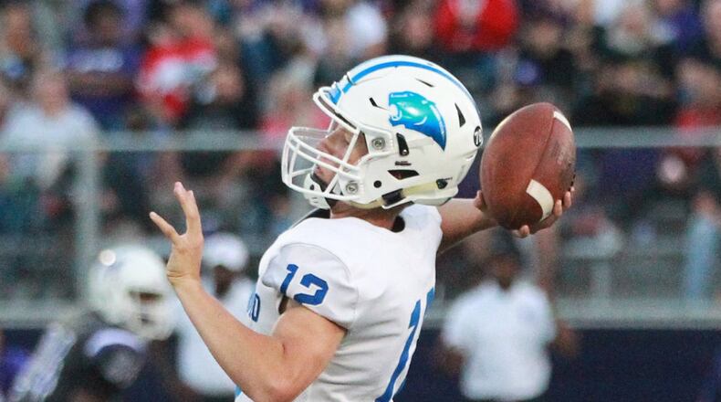 Springboro junior QB Mikey Appel has helped the Panthers take over as the area’s top-ranked D-I team in the high school football power rankings. MARC PENDLETON / STAFF