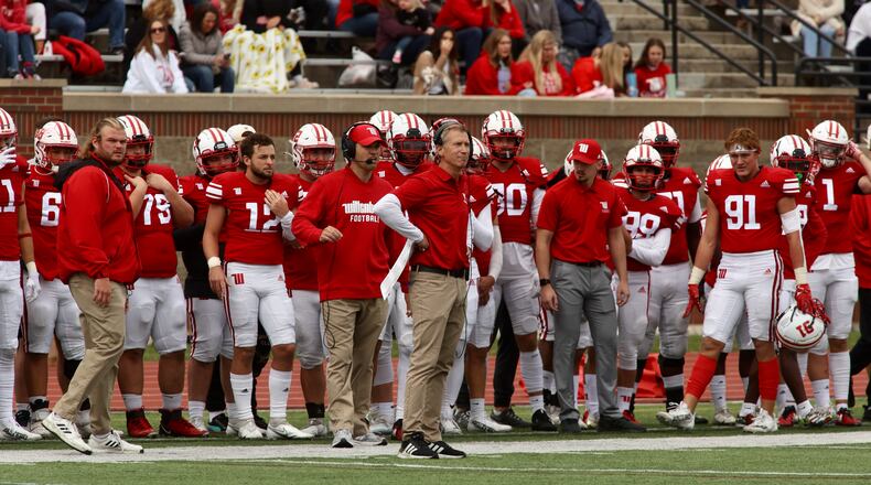 Wittenberg coach Jim Collins watches the action from the sideline during a game against Wabash on Saturday, Oct. 1, 2022, at Edwards-Maurer Field in Springfield. David Jablonski/Staff