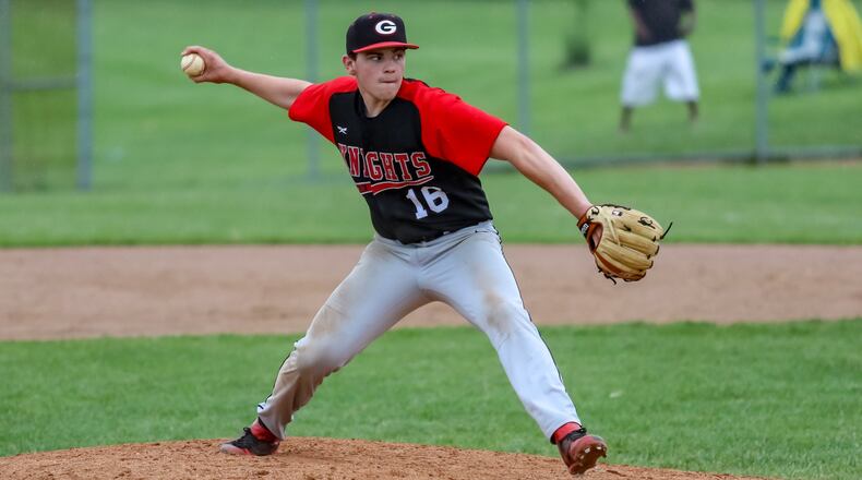 Greenon High School senior Nick Hundley pitches during their game against Roger Bacon in a Division III district final game on Wednesday at Lakota East High School. The Spartans won 9-2. CONTRIBUTED PHOTO