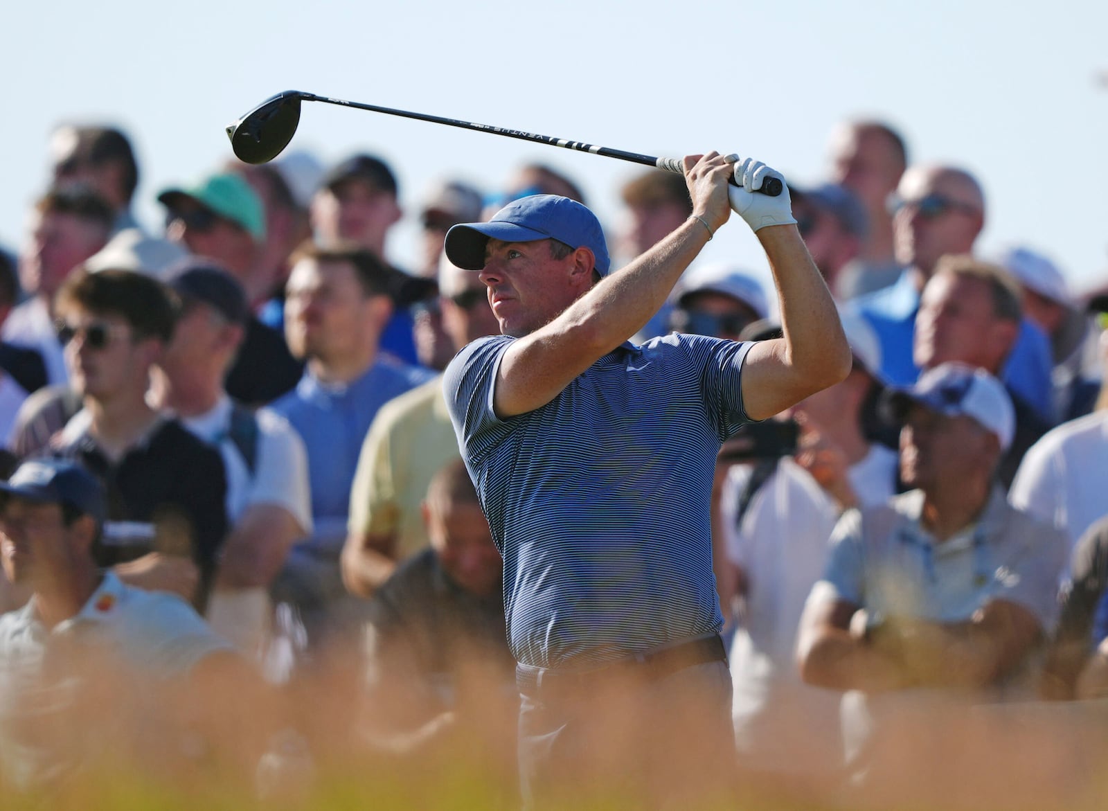 Northern Ireland's Rory McIlroy in action on day two of the Scottish Open at The Renaissance Club, North Berwick, Scotland, Friday July 11, 2025. (Andrew Milligan/PA via AP)