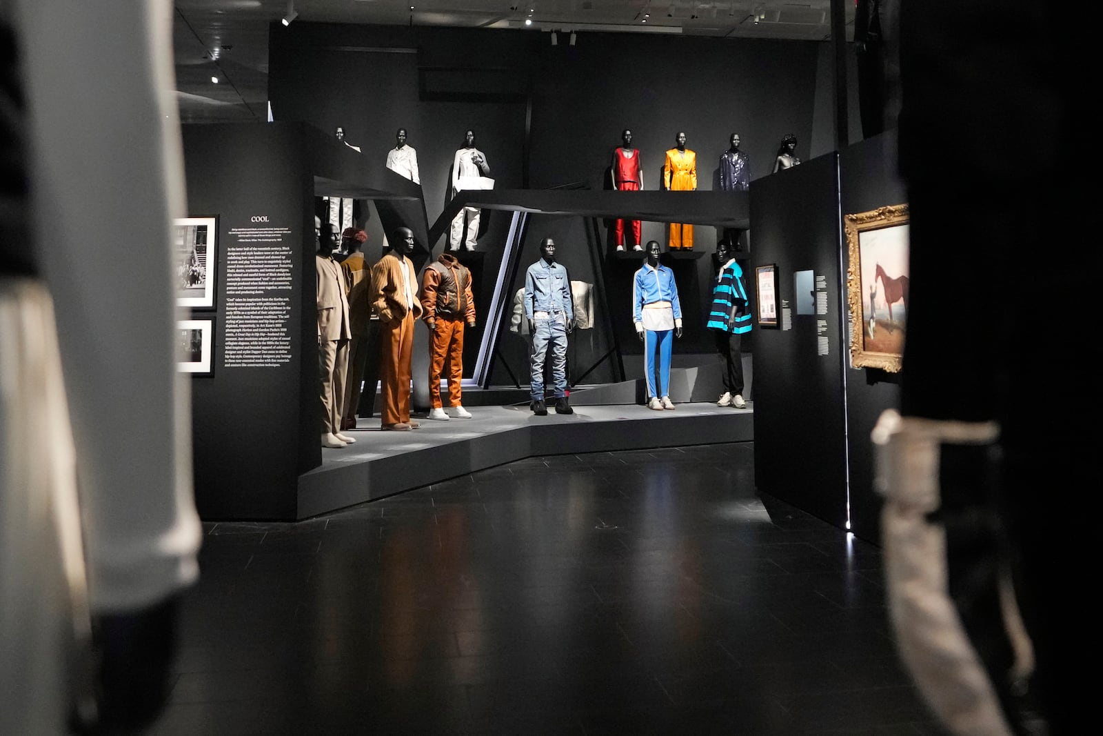 Designs are displayed at the Metropolitan Museum of Art's Costume Institute exhibition, "Superfine: Tailoring Black Style," on Saturday, May 3, 2025, in New York. (Photo by Charles Sykes/Invision/AP)