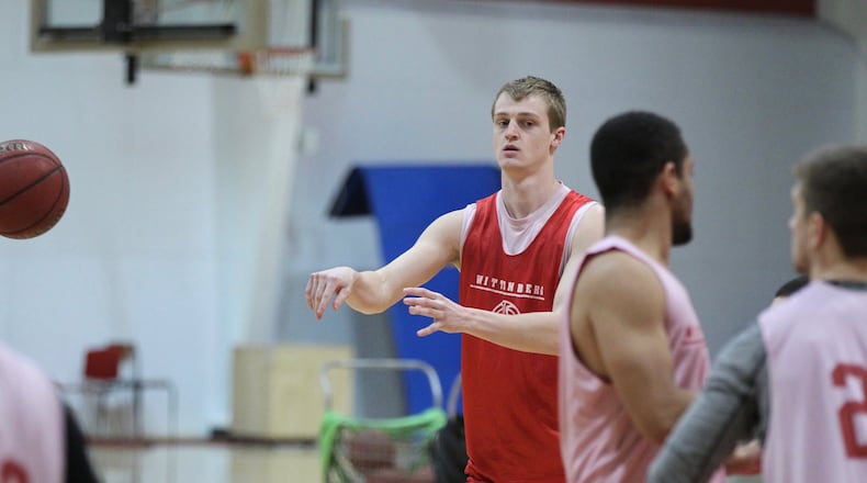 Wittenberg’s Chad Roy practices on Monday, Jan. 15, 2018, at Pam Evans Smith Arena in Springfield. David Jablonski/Staff