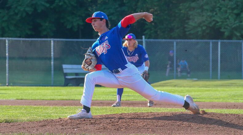Cutline: Champion City Kings pitcher Jake Miller, a sophomore from Valparaiso University, throws a pitch during their game against the Johnstown Mill Rats on Saturday, June 12 at Carleton Davidson Stadium in Springfield. CONTRIBUTED PHOTO BY MICHAEL COOPER