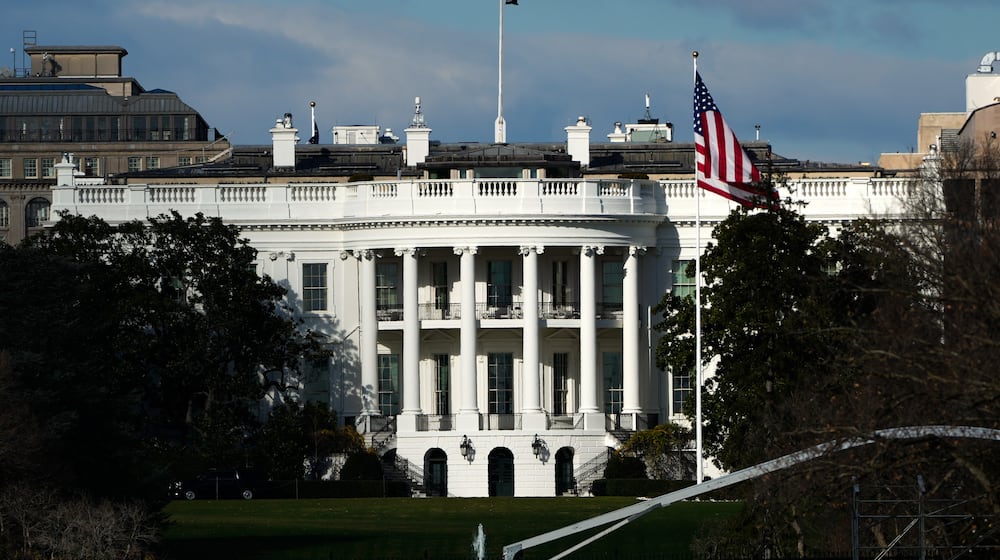 The White House is seen from the National Mall, Friday, Nov. 28, 2025, in Washington. (AP Photo/Julia Demaree Nikhinson)