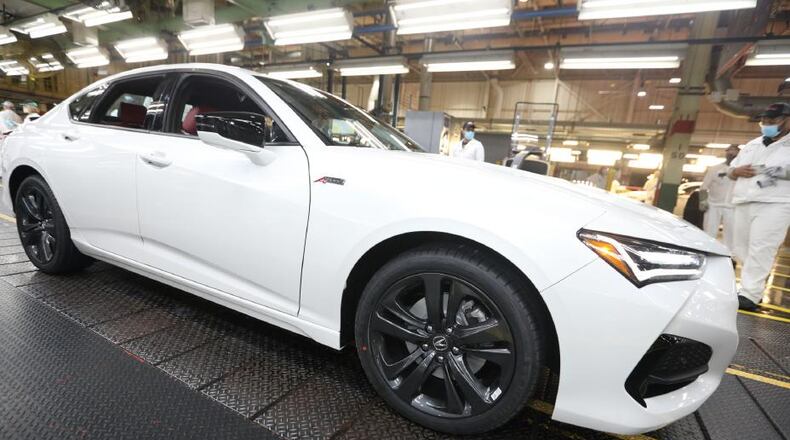 The brand new 2021 Acura TLX rolls off the assembly line at the Marysville Auto Plant. CONTRIBUTED