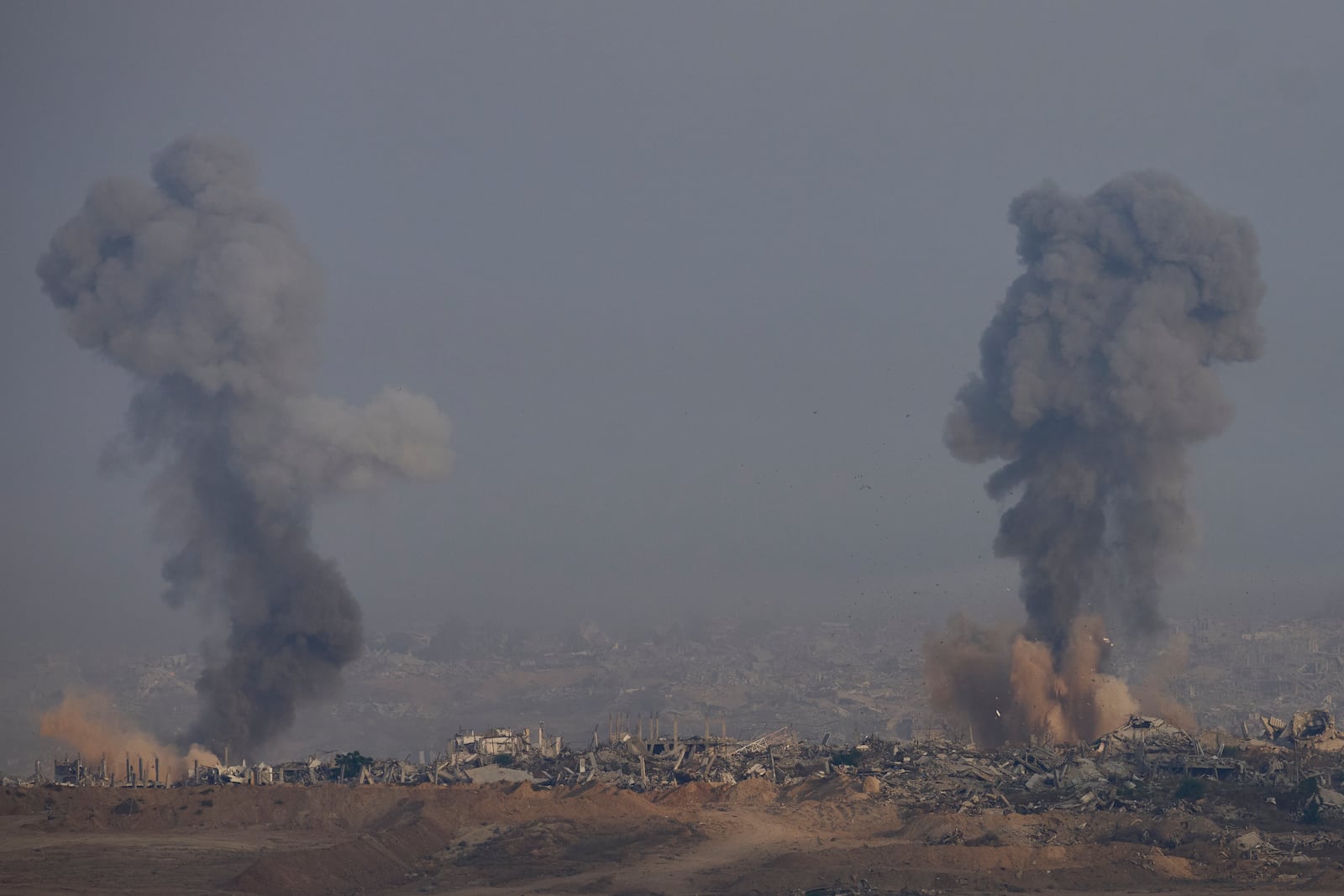 Smoke from an explosion rises in the northern Gaza Strip, as seen from southern Israel, on Friday, July 18, 2025. (Photo/Ohad Zwigenberg)