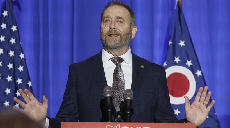 Republican Ohio Attorney General Dave Yost speaks during an election night watch party on Nov. 8, 2022, in Columbus, Ohio. (AP Photo/Jay LaPrete, File)