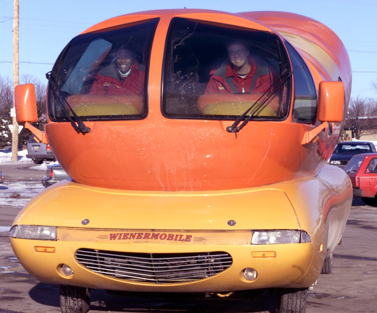 Oscar Mayer Wienermobile visits Park Layne Fulmer Super market in 2012.  Carlita Black and Jon Hofmann were the "Hot Doggers" driving the Wienermobile on visits.