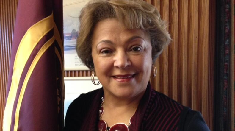 Dr. Cynthia Jackson Hammond is the first woman president of Central State University in that institution’s 127-year history. She has presided as CSU has achieved 1890 Land Grant Institution status and as its campus expands. She will step down at the end of this year. THOMAS GNAU/STAFF PHOTO