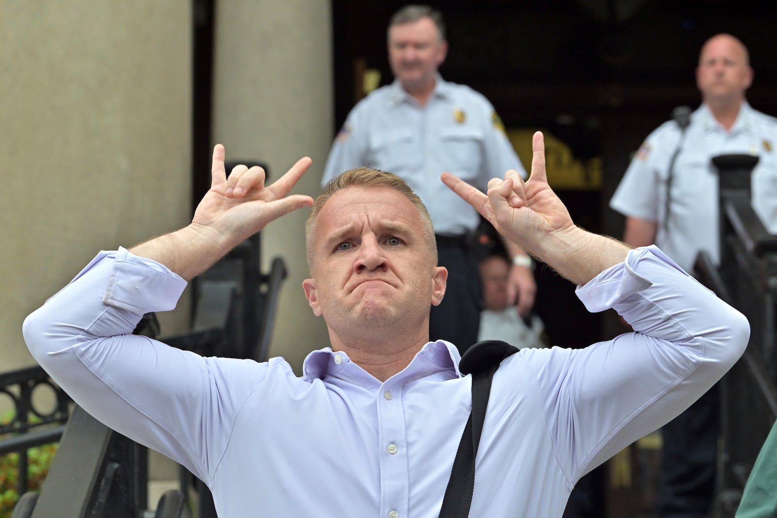 Blogger Aidan Kearney leaves the courthouse after Karen Read was found not guilty of second-degree murder on Wednesday, June 18, 2025, in Dedham, Mass. (AP Photo/Josh Reynolds)