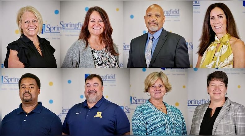 The Springfield City School District has hired several new administrators for the upcoming 2022-23 school year. From left to right: Jennifer Colvin, (top left); Penny Dixon; Ron Gordon; Rachel Hill (top right); Kyle Johnson (bottom left); Matt Kohl; Jennifer Ulery-Smith; and Tamara Wallace (bottom right).