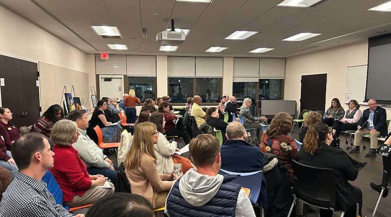 More than 50 people attended an eviction documentary event Nov. 20 at the Clark County Public Library that featured a film screening of “Evicting the American Dream,“ small-group discussions and community panel with Clark County Commissioner Charles Patterson, Springfield Commissioner Tracey Tackett, and a representative from the Springfield City School District. CONTRIBUTED