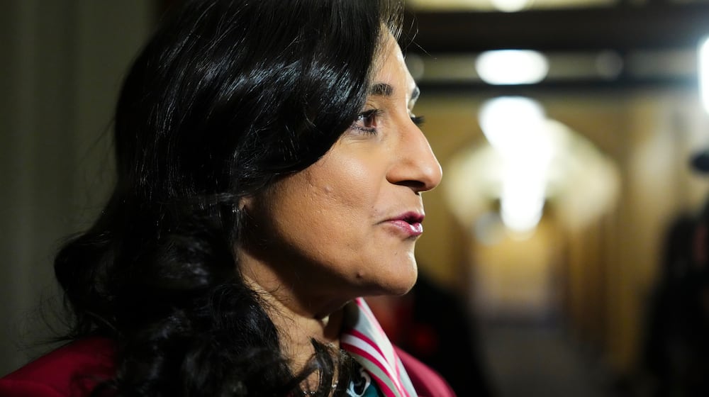 Canada's Foreign Affairs Minister Anita Anand arrives to a cabinet meeting on Parliament Hill in Ottawa Nov. 4, 2025. (Sean Kilpatrick/The Canadian Press via AP)
