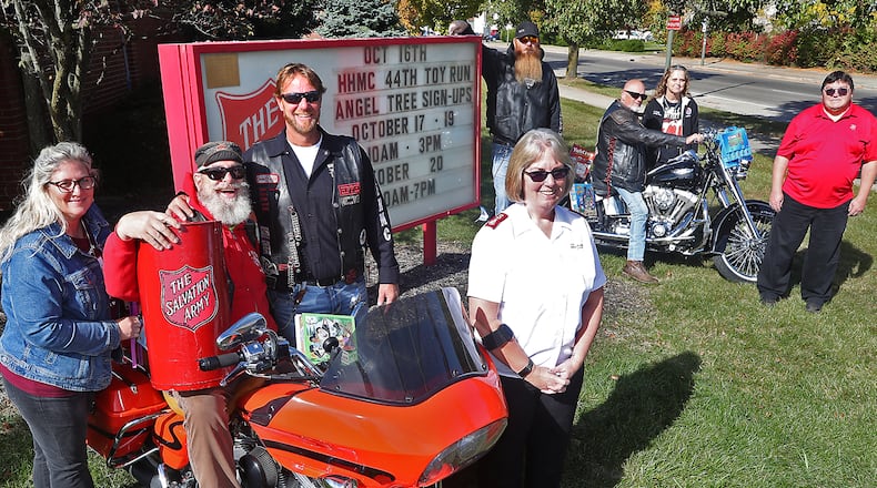 The Highway Hikers Motorcycle Club and the Salvation Army wanted to remind everyone that their 44th annual Toy Run is October 16th. Thousands of motorcycles will travel from Medway to the Clark County Fairgrounds with toys and cash so the Springfield Salvation Army can provide Christmas for needy children in Clark County. BILL LACKEY/STAFF