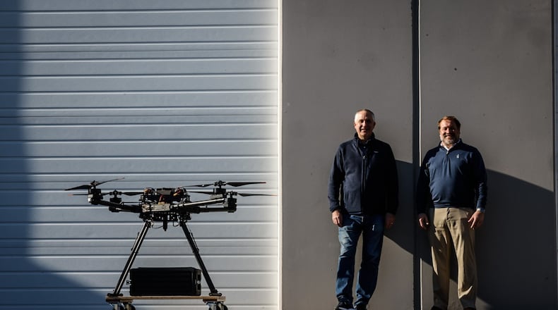 Matrix Research president Bob Hawley left and Vice President Bill Roger outside their facility on Research Blvd. in Beavercreek. JIM NOELKER/STAFF
