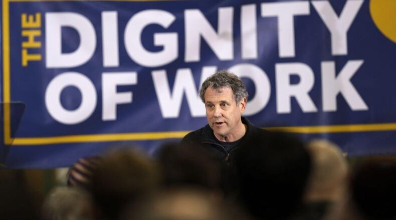 Sen. Sherrod Brown kicks off his Dignity of Work tour near Cleveland Wednesday night. Photo by Tony Dejak, Associated Press