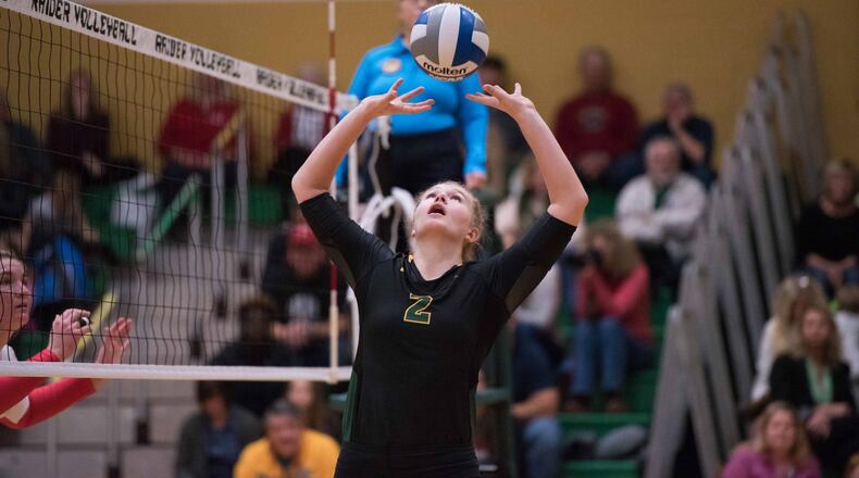 Wright State setter Lainey Stephenson passes the ball during last week’s match against Youngstown State. Joseph Craven/CONTRIBUTED