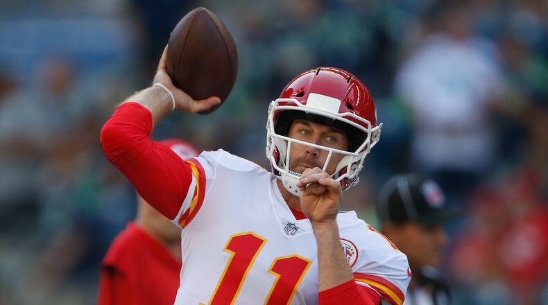 SEATTLE, WA - AUGUST 25: Quarterback Alex Smith #11 of the Kansas City Chiefs warms up prior to the game against the Seattle Seahawks at CenturyLink Field on August 25, 2017 in Seattle, Washington. (Photo by Otto Greule Jr/Getty Images)