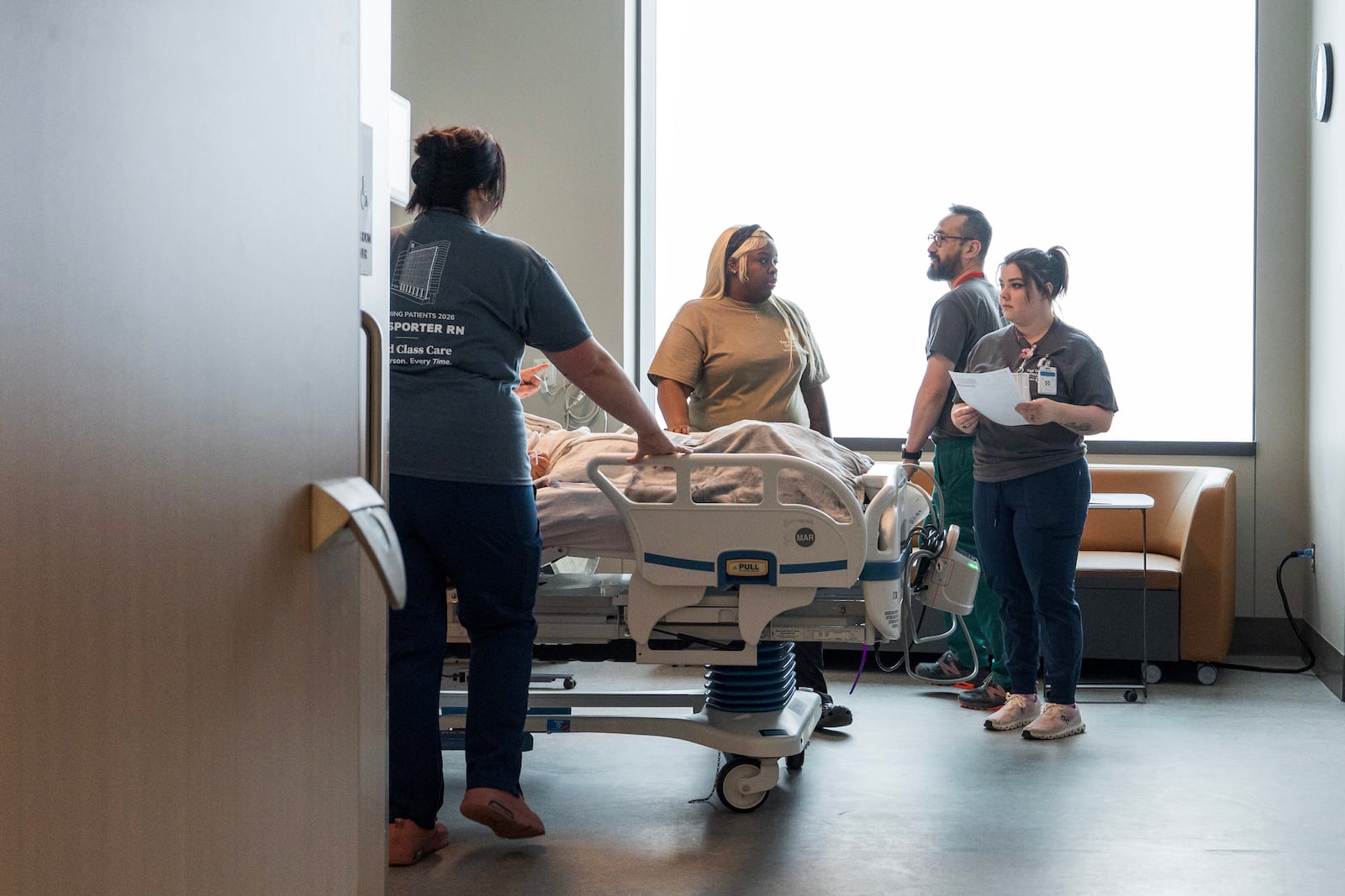 Patients move into University Hospital at the Ohio State University Wexner Medical Center on Sunday, Feb. 22, 2026. Pictured is one of the 820 private patients that are 349 square feet with 9-foot windows. CONTRIBUTED BY OSU WEXNER MEDICAL CENTER