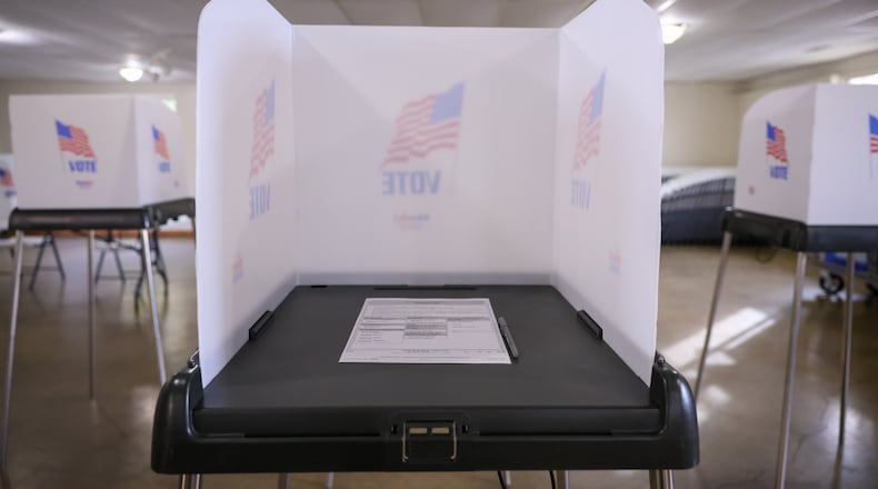 A voting booth at Redman's Picnic Grounds in Troy on Tuesday, Nov. 4, 2025. BRYANT BILLING / STAFF