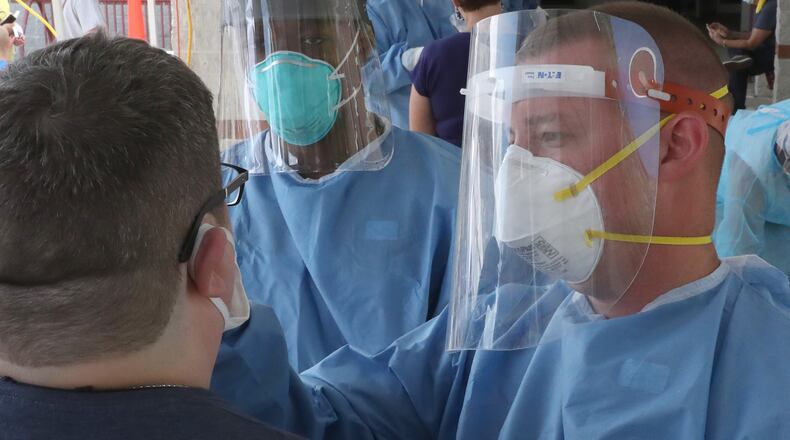 Clark County Combined Health District free COVID-19 testing clinic. BILL LACKEY/STAFF