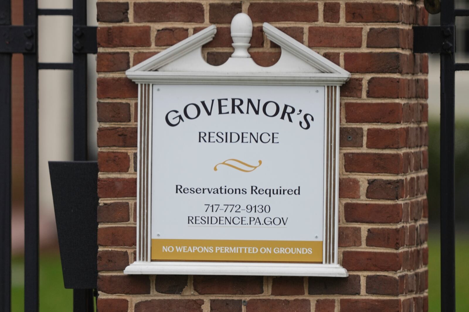 Shown is Pennsylvania governor's official residence in Harrisburg, Pa., Monday, April 14, 2025. (AP Photo/Matt Rourke)
