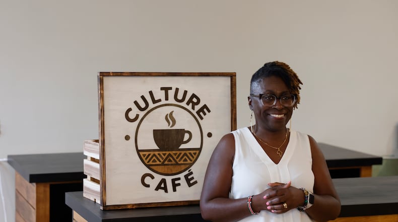 Tammi R. Love, talks on Monday, June 16, 2025, about Culture Café, an African café that will open soon in Springfield. JOSEPH COOKE/STAFF