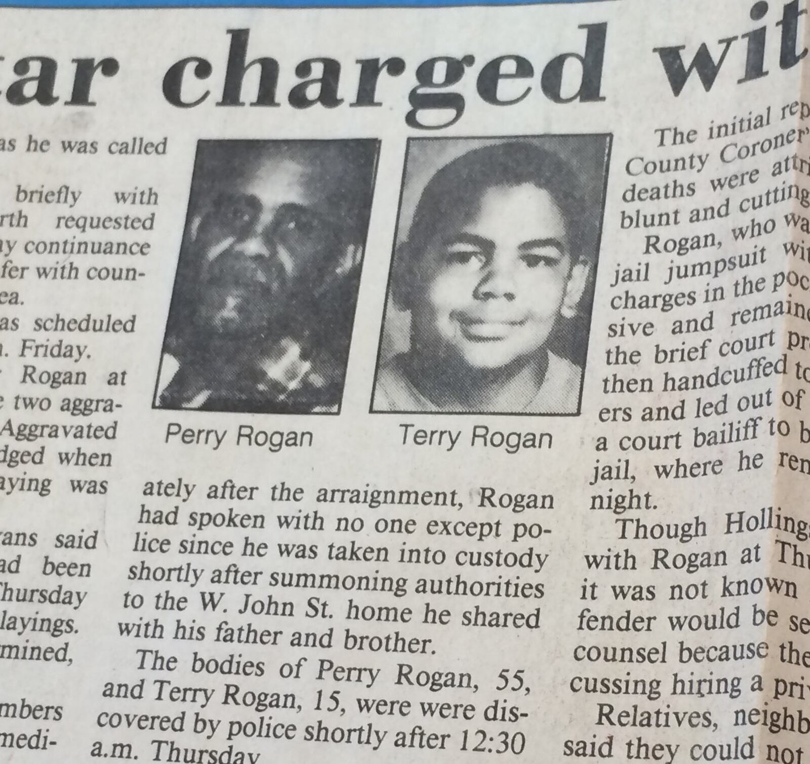 Perry Rogan Sr., (left) and Terry Rogan (right) pictured after their murders in an archived Springfield News-Sun article in 1987.