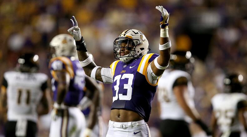 BATON ROUGE, LA - OCTOBER 15: Jamal Adams #33 of the LSU Tigers reacts after a play in the second quarter against the Southern Miss Golden Eagles at Tiger Stadium on October 15, 2016 in Baton Rouge, Louisiana. (Photo by Sean Gardner/Getty Images)