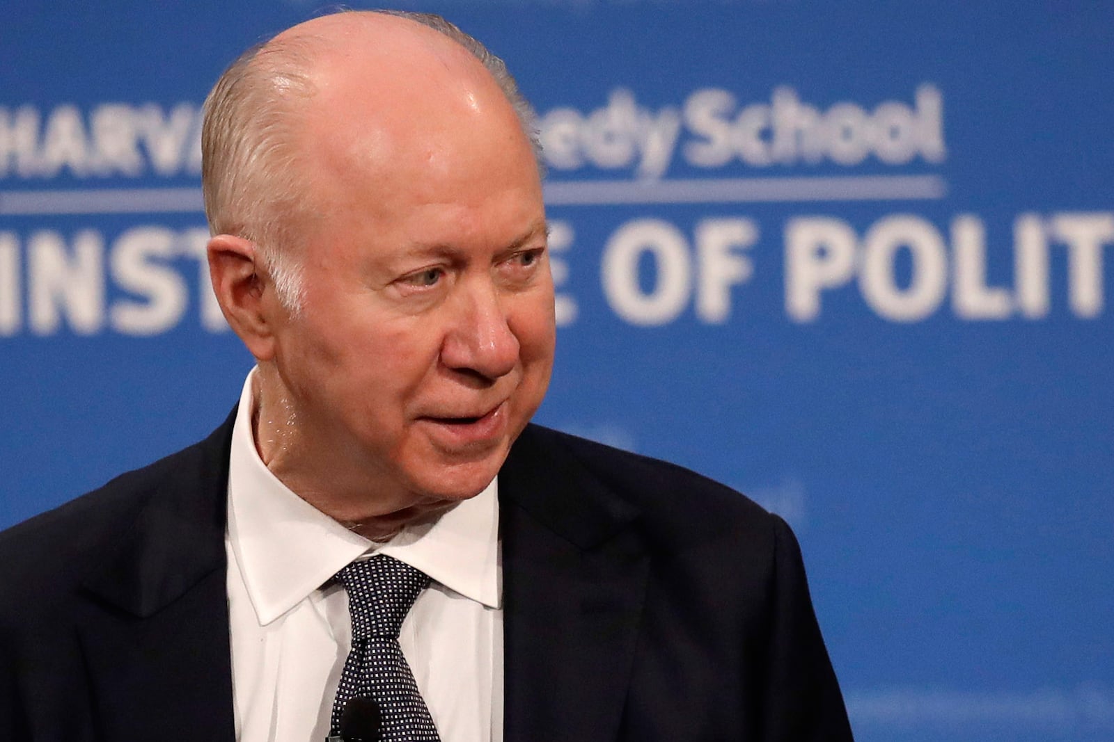 FILE - David Gergen, professor of public service and director of the Center for Public Leadership, speaks at the Harvard Kennedy School, Kennedy School's Institute of Politics at Harvard University in Cambridge, Mass., on Dec. 6, 2018. (AP Photo/Charles Krupa, File)