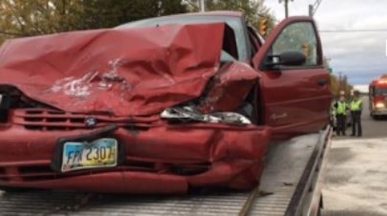 Pictured is a crash car from the accident that Killed Ruth Clensy in November.