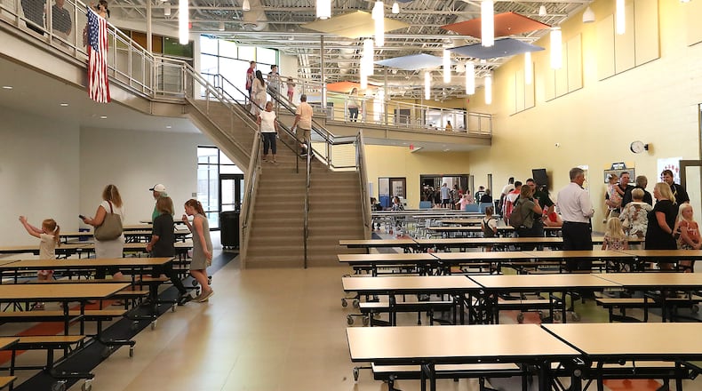 Families in the Clark and Champaign county school districts will once again need to fill out the Free and Reduced-Price School Meal applications for children to be eligible for free or reduced-price lunches during the 2022-23 school year. Here, Clark-Shawnee School District cafeteria in the new combined elementary school. BILL LACKEY/STAFF
